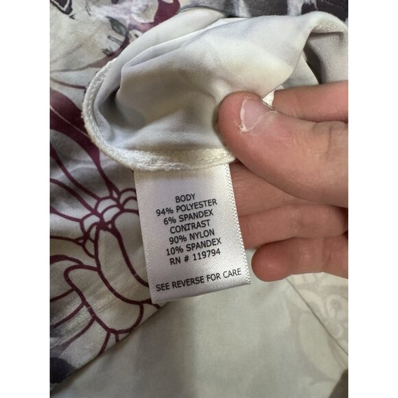 One World Live and Let Live Women Size Medium Flutter Sleeve Blouse Stretch City - Picture 7 of 11